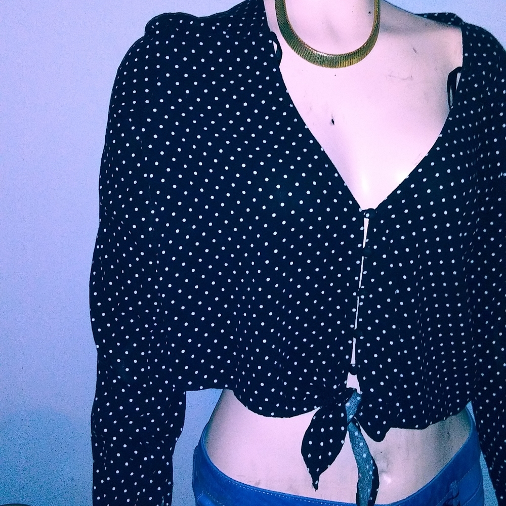 Black Polka dot crop top